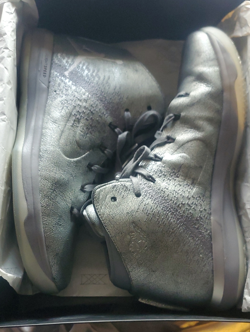 Jordan 31 PRM Metallic Gray Athletic High-Top Sneakers